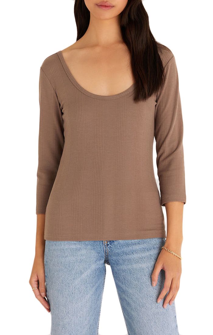 Jayda Long Sleeve Top In Pebble Gray ZT223354