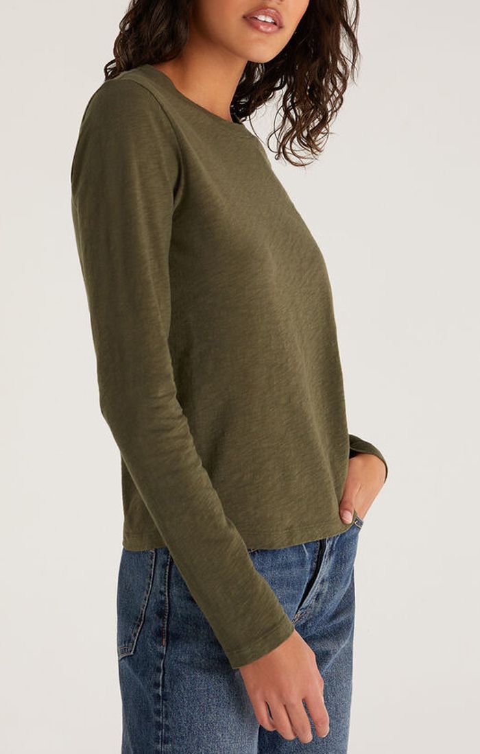 Z Supply Modern Slub Long Sleeve Tee In Olive Night  ZT223540