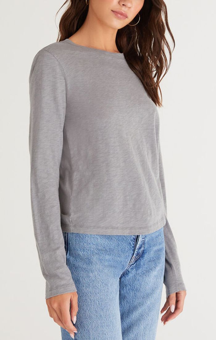 Z Supply Modern Slub Long Sleeve Tee In Natural Slate ZT223540