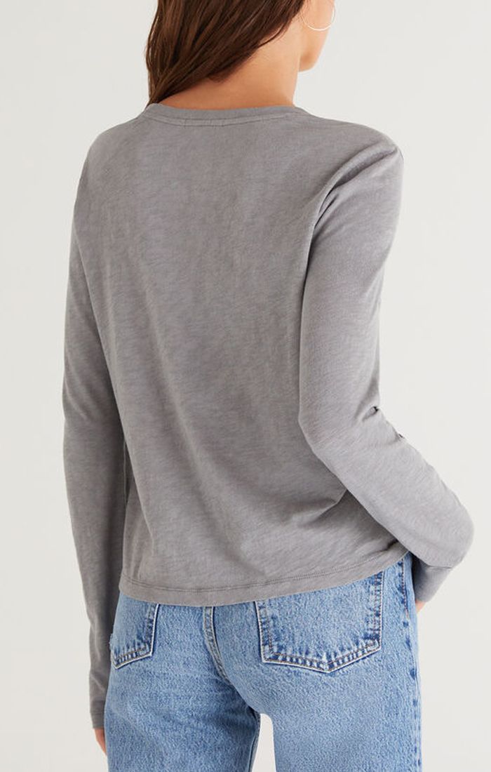 Z Supply Modern Slub Long Sleeve Tee In Natural Slate ZT223540