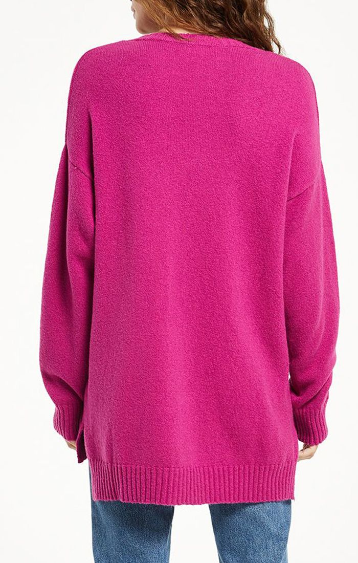 Z Supply Autumn V Neck Sweater In Jewel Pink Zw214476